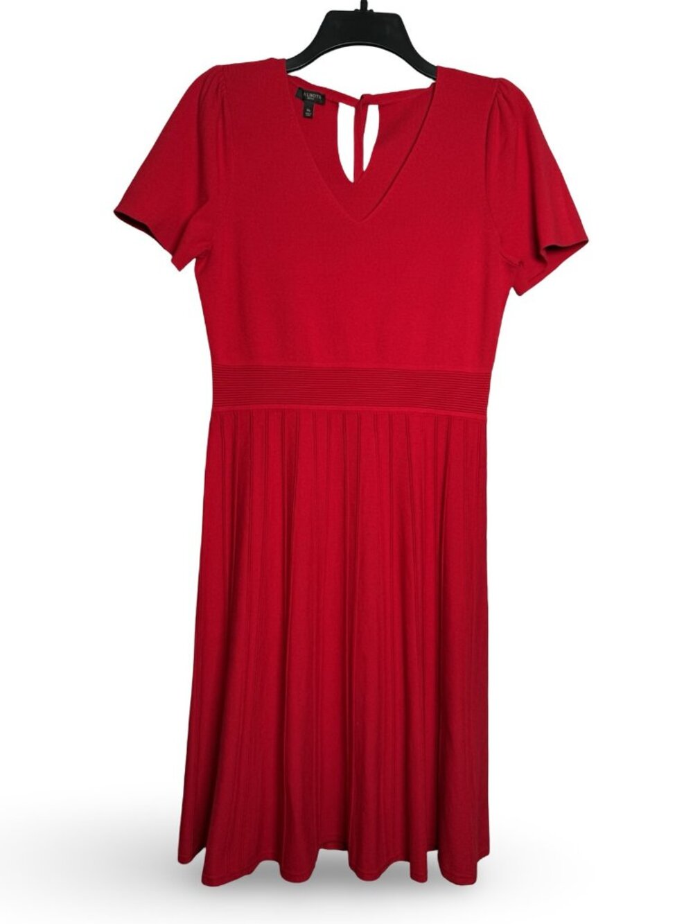 Talbots Fit‎ & Flare V-Neck Knit Dress Womens MP Red Sweater Midi Office Holiday